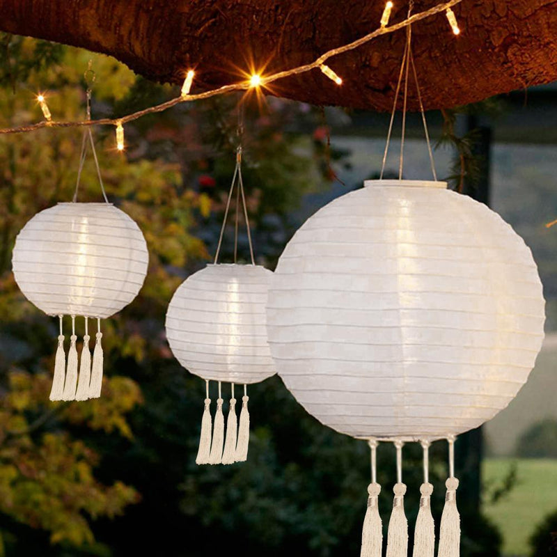 LED Round Solar Decorative Lantern Hanging Garden Yard Lighting (White)