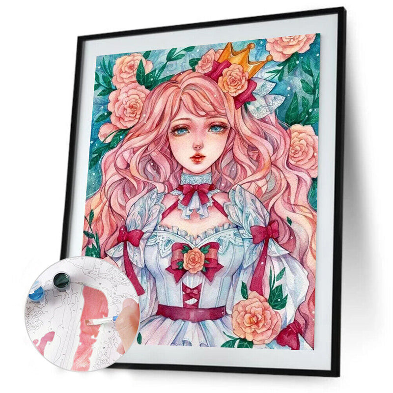 Oil Paint Painting Girl By Numbers Coloring Picture Drawing