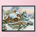 Full Cross Stitch Art Paint 11CT Stamped Winter Cabin Embroidery Wall Ornament