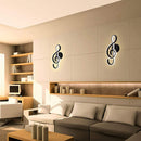 LED Musical Note Wall Lamp Bedside Spiral Night Light (Warm Light)(Black) Newly