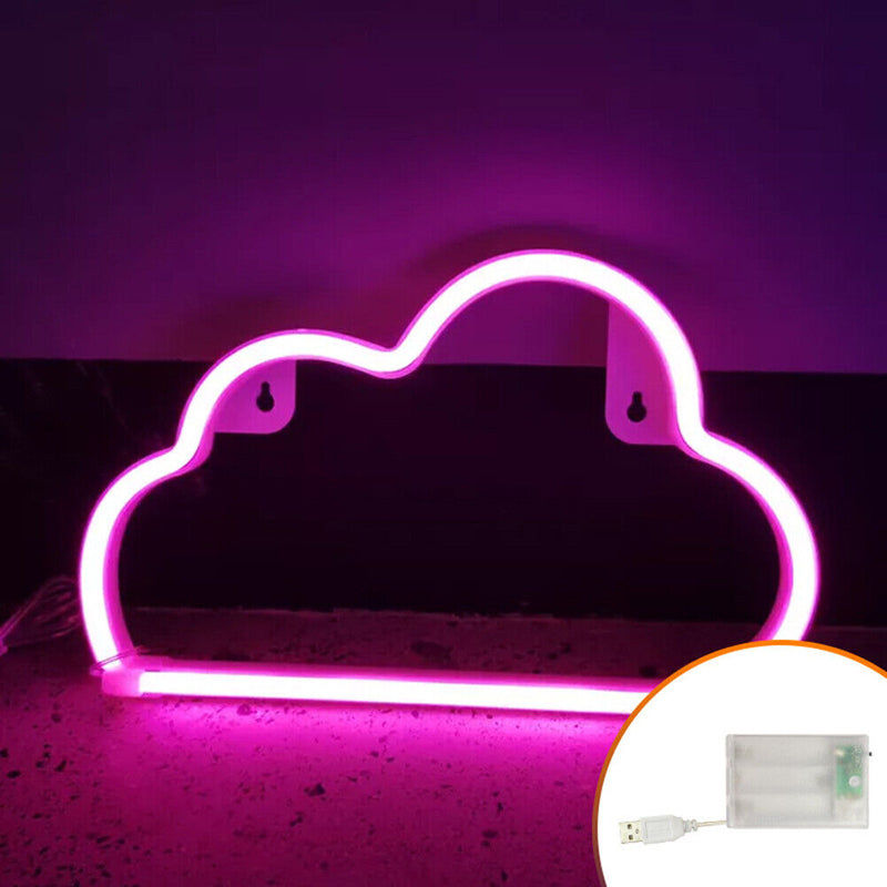 Cartoon Cloud Sign Neon Light USB Battery Operated Art Hanging Lamp (Pink) Newly