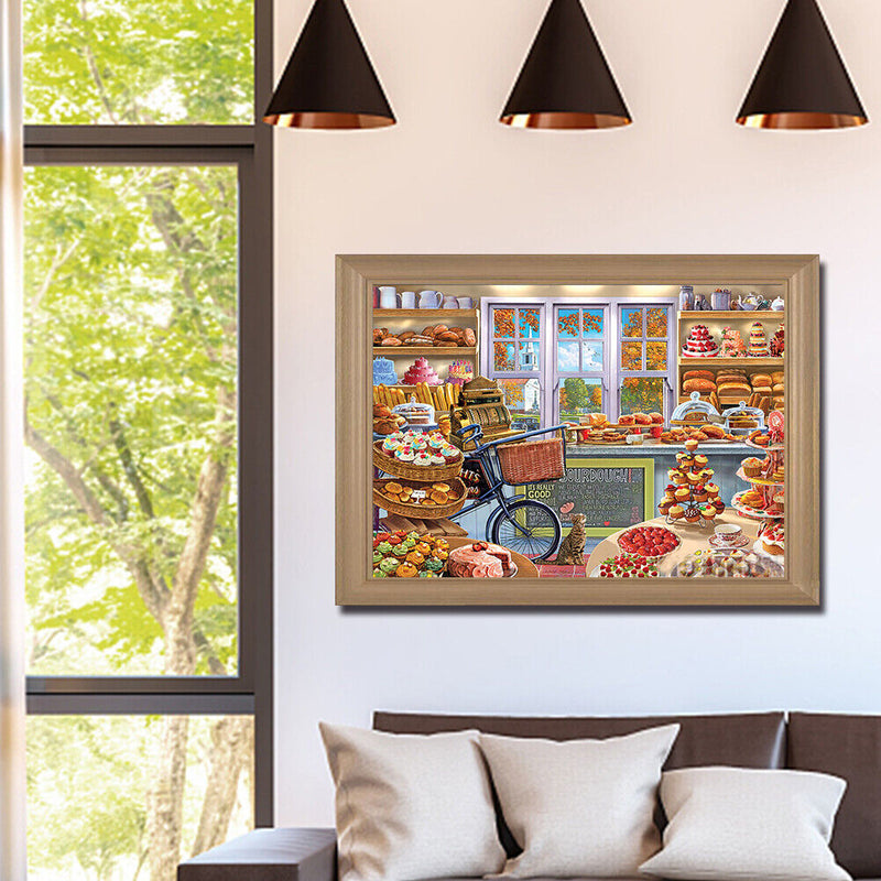 Diamond Drill Painting Kit 5D DIY Round Full Rhinestone Warm Desserts Shop Craft