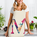 Flower M Printed Linen Apron Waterproof Kitchen Cooking Bibs (82x68cm)