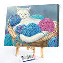 Cat Frameless Oil Paint by Numbers Kit Coloring on Canvas Handpainted Handicraft