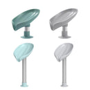 Leaf Shape Soap Box Drain Stand Suction Cup Punch-free Holder (Short Grey)