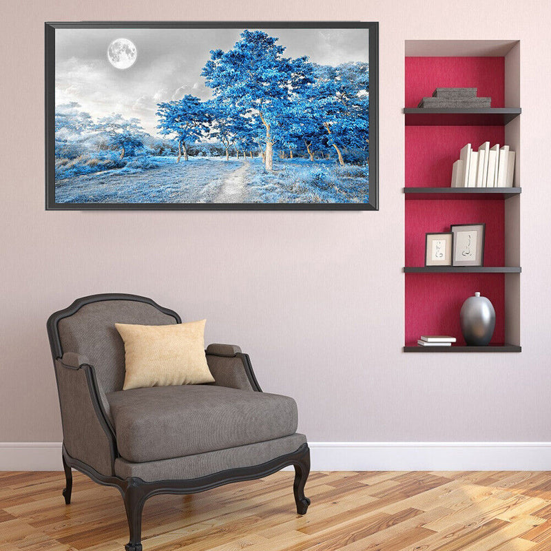 5D Diamond Painting Kit Blue Woods Full Round Drill DIY Landscape Wall Art
