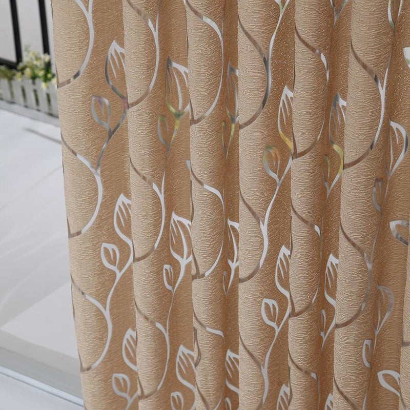 2m Semi Blackout Curtain Vine Leaf Partition Window Decor(Light Coffee)