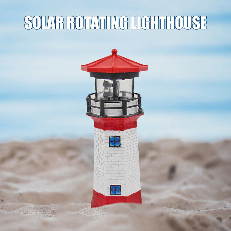 Lighthouse Solar LED Light Garden Outdoor Smart Sensor Rotating Lamp (Red) Newly