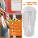 Portable Cup with Fork - Low-cal Food Container for Cereal Oatmeal (White)