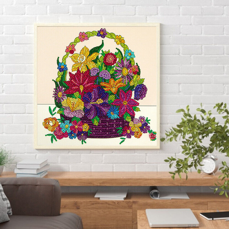 Part Specical Shaped Drill Diamond Painting Flower Basket Mosaic Kit (B044)