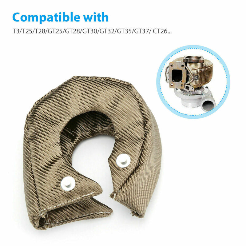 Titanium T3 Fiber Turbo Blanket Heat Shield Barrier Turbocharger Cover Wrap
