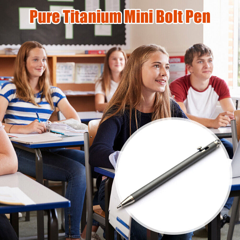 Portable Mini Titanium Ballpoint Pen Outdoor Metal Signature Pens (Gray) Newly
