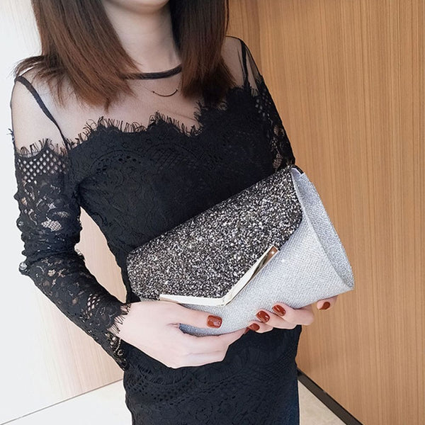 Wedding Rhinestones Beaded Handbags Clutch Evening Bag Chain Purse Shoulder