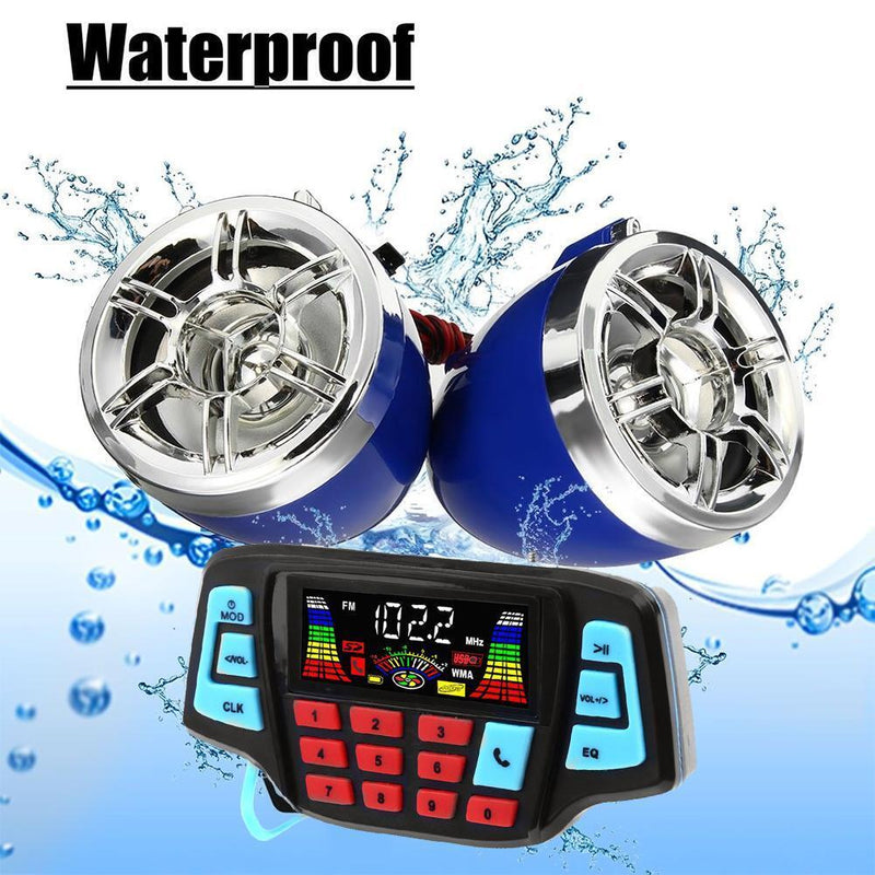 Tuankay Motorcycle Handlebar Audio System Bluetooth USB TF FM Radio MP3 Speakers