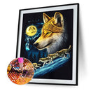 5D DIY Full Drill Round Shape Wolves Rhinestone Diamond Drawing for Bedroom