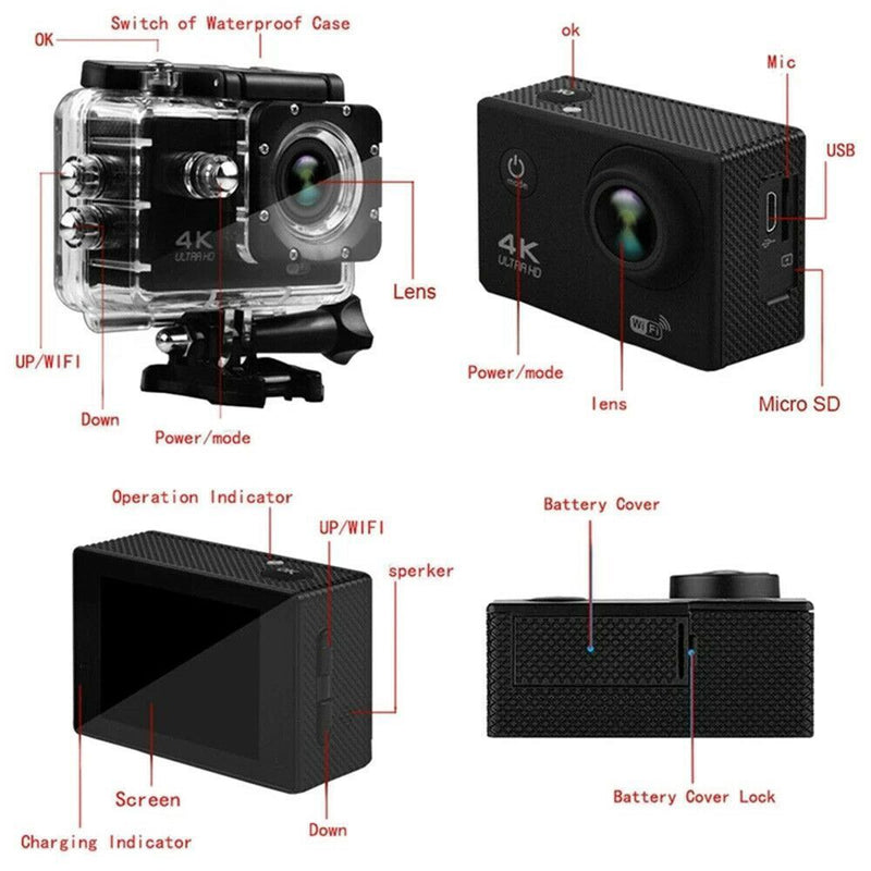 DV Sports Camcorder Sports Camera Ultra 4K 1080P WiFi Camera Action Camcorder