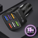 15A QC3.0 Fast Charging Phone Adapter 6 Ports USB Car Charger for Mobile Phone