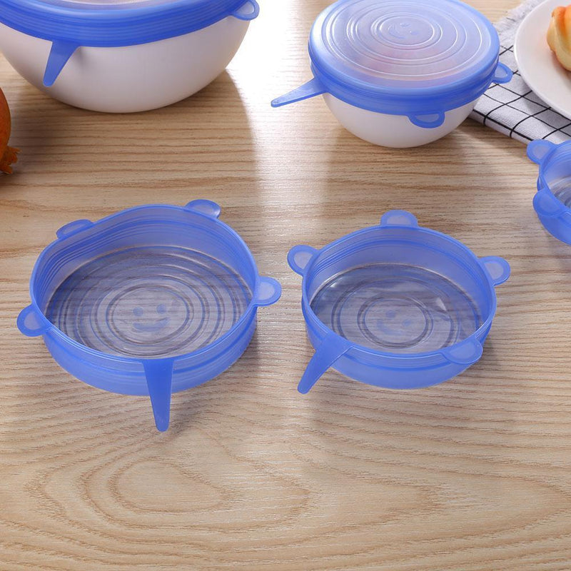 12pcs Heat Resistant Silicone Stretch Lids Food Wrap Bowl Pan Cover?Blue)