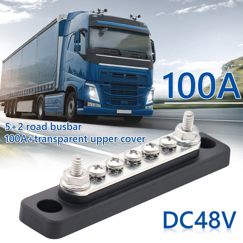 Bus Bar 48V 100 Amp Busbar with Clear Cover for Truck Boat RV (AOA1134-A) Newly