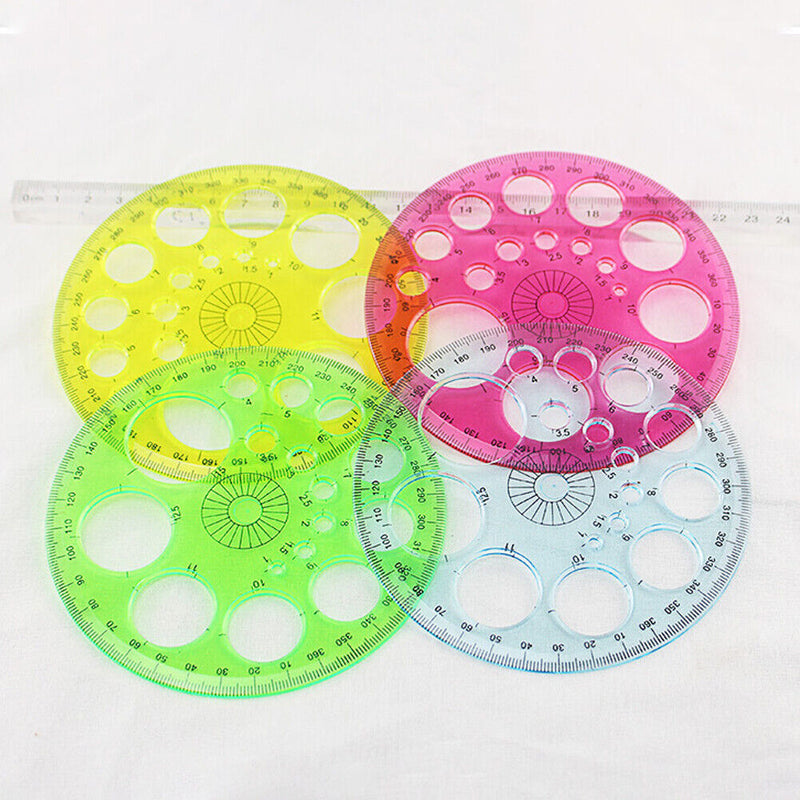 360 Degree Round Ruler Circle Office School Drafting Template Protractor Newly