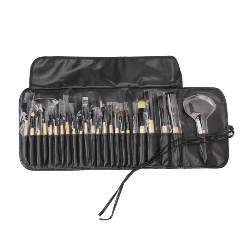 24pcs Portable Makeup Brush Set Nylon Makeup Tools Set Wooden Handle Brushes
