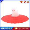 Clear Red Cherry Silicone Cup Cover Leakproof Reusable Cartoon Lid (Cat)