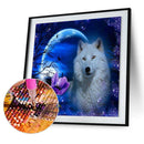 5D DIY Round Drill Diamond Painting Night Wolf Cross Stitch Embroidery Kit Newly