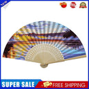 Lake Sunset Oil Paint Folding Fan By Numbers DIY Painted Art Craft Handmade