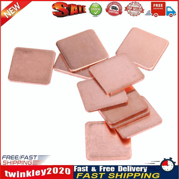 10 pcs 15mmx15mm 0.3mm  Heatsink Copper Shim Thermal Pads for Laptop Newly