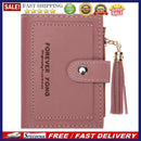 Folded Women Tassels PU Leather Handbag Hasp Small Wallet Purse(Bean Red)