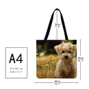Motingdi Women's Cute Dog Printed Shopping Bag Large Capacity