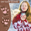 Cat Paw Gloves Durable Plush Cat Paw Fingerless Gloves (Light Coffee)