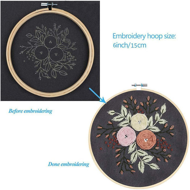Embroidery Cross Stitch Kit Plant Flower Embroidery Set Needlework Tools