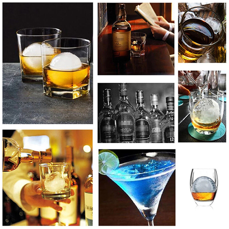 4 Ice Balls Maker Round Sphere Tray Mold Cube Whiskey Ball Silicone DIY Mould