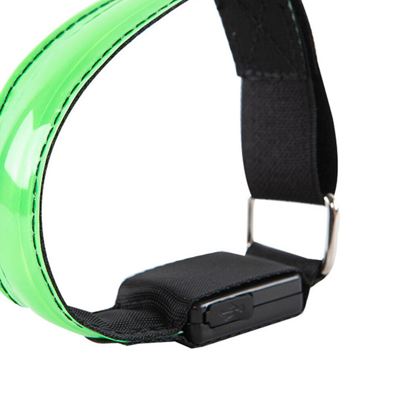 LED Luminous Armband Bracelet Cycling Reflective Warning Wristbands (Green)