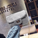 Women Solid Chain Flap Handbag Shoulder Messenger Bags Crossbody Bag (Grey)