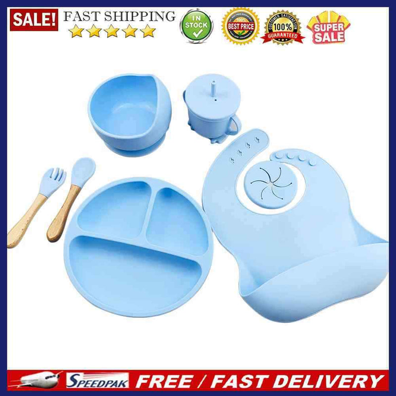 6pcs Silicone Baby Feeding Anti Slip Plates for Food Kids Tableware (Light