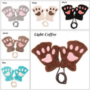 Fashion Fluffy Warm Plush Winter Mittens Children Gloves Fingerless Cat Paw