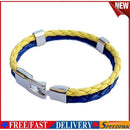 Women Men Leather Ukrainian Flag Bracelet Stand with Ukraine Wristbands