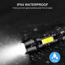 XPE+COB LED Flashlight USB Rechargeable IPX4 3 Modes Emergency Torch Light Newly