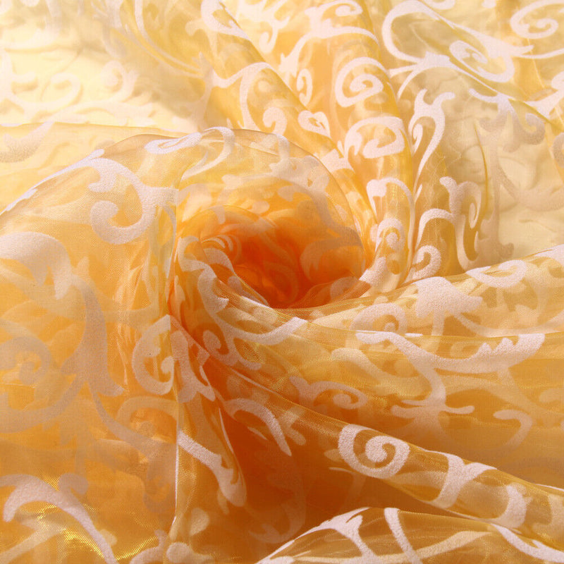 Window Curtain Plant Floral Pattern Sheer Voile Tulle Drape Valances Beige