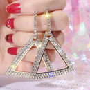 Casual Hollowed Drop Earrings Women Rhinestone Triangle Dangle Ear Hook Jewelry