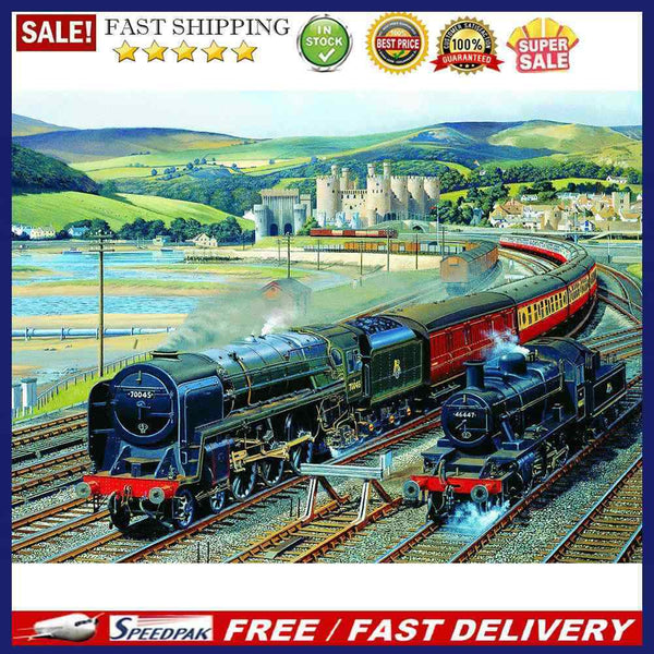 5D DIY Full Round Drill Diamond Paint Train Mosaic Rhinestone Drawing Picture