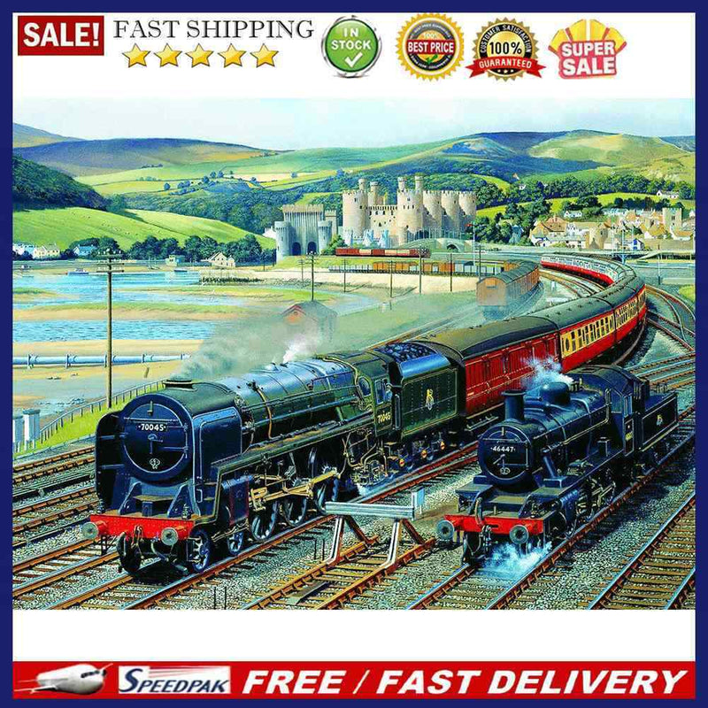 5D DIY Full Round Drill Diamond Paint Train Mosaic Rhinestone Drawing Picture