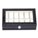 12 Grids PU Leather Watch Box Storage Case Jewelry Display Window Organizer