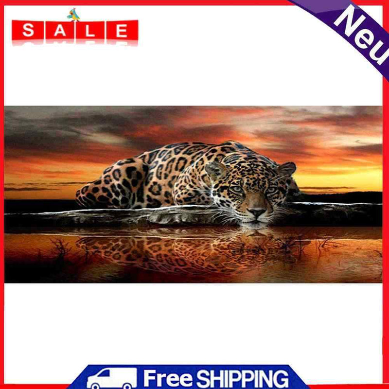 Sunset Leopard Oil Paint By Numbers Kits Canvas Picture DIY Home Decoration Gift