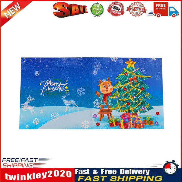 Christmas Card Special Shape Glitter Diamond DIY Cards Drill Kit (5DHK078) Newly
