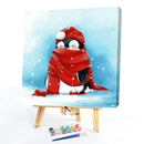 Frameless Oil Paint By Numbers Kit Acrylic Red Scarf Penguin Drawing On Can