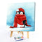 Frameless Oil Paint By Numbers Kit Acrylic Red Scarf Penguin Drawing On Can