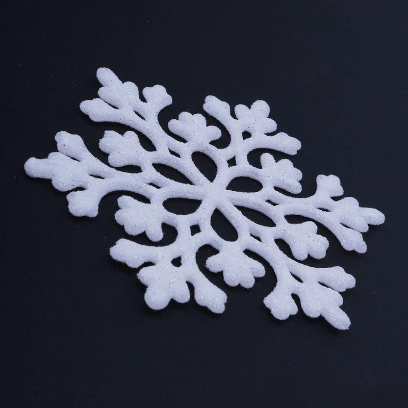 24pcs/Set 10cm Glitter Snowflakes Christmas Trees Decor Ornament(White)